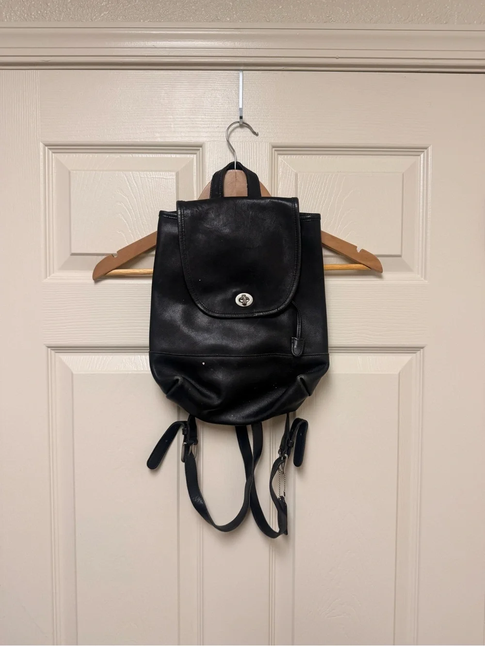 Classic Black Leather Women's Backpack